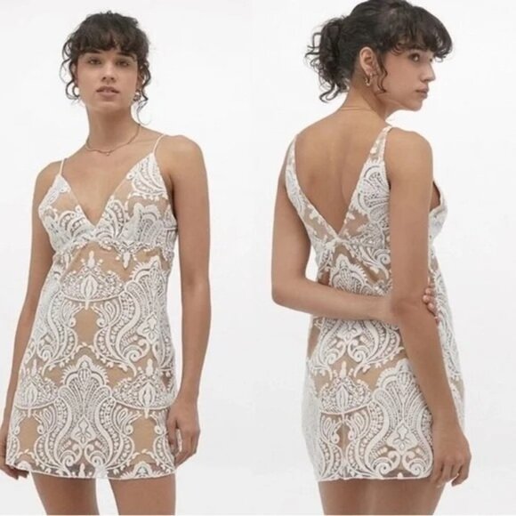 Free People Dresses & Skirts - Free People Night Shimmers White Sequin Mini Dress
